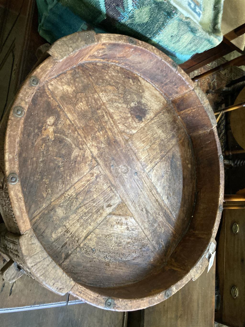 An African Islamic ceremonial circular carved hardwood table, 70cm diameter, height 29cm